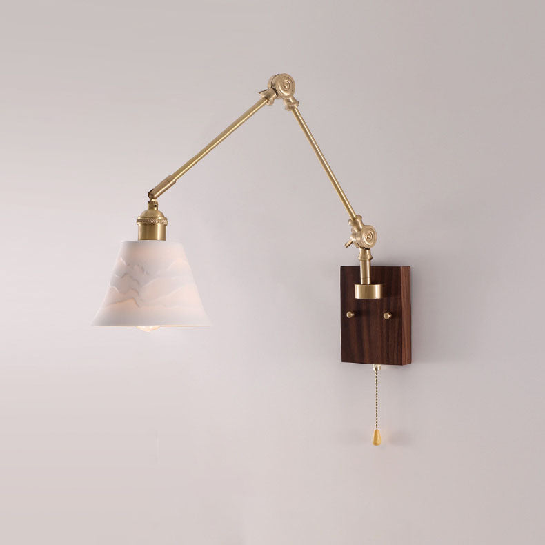Japanese Ceramic Glass Round Shade 1-Light Wall Sconce Lamp