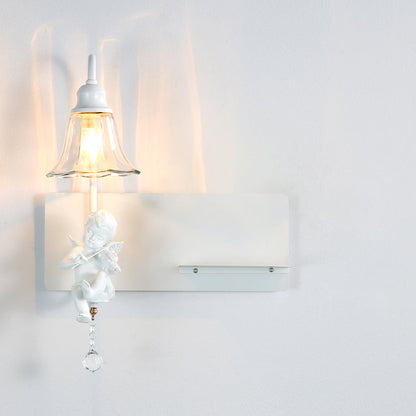 Creative Angel Petal Resin Glass 1/2 Light Wall Sconce Lamp