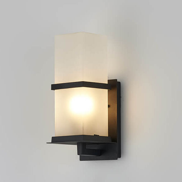 Outdoor Column Frosted Glass Shade 1-Light Wall Sconce Lamp