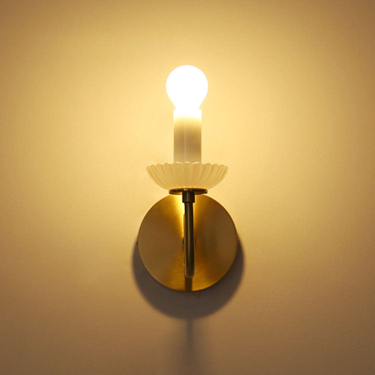 French Candelabra Brass Glass 1-Light Wall Sconce Lamp