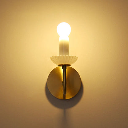 French Candelabra Brass Glass 1-Light Wall Sconce Lamp