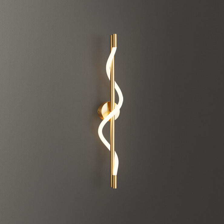 Copper-Plated Curve Long Bar Copper LED Wall Sconce Lamp