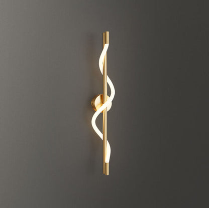 Copper-Plated Curve Long Bar Copper LED Wall Sconce Lamp