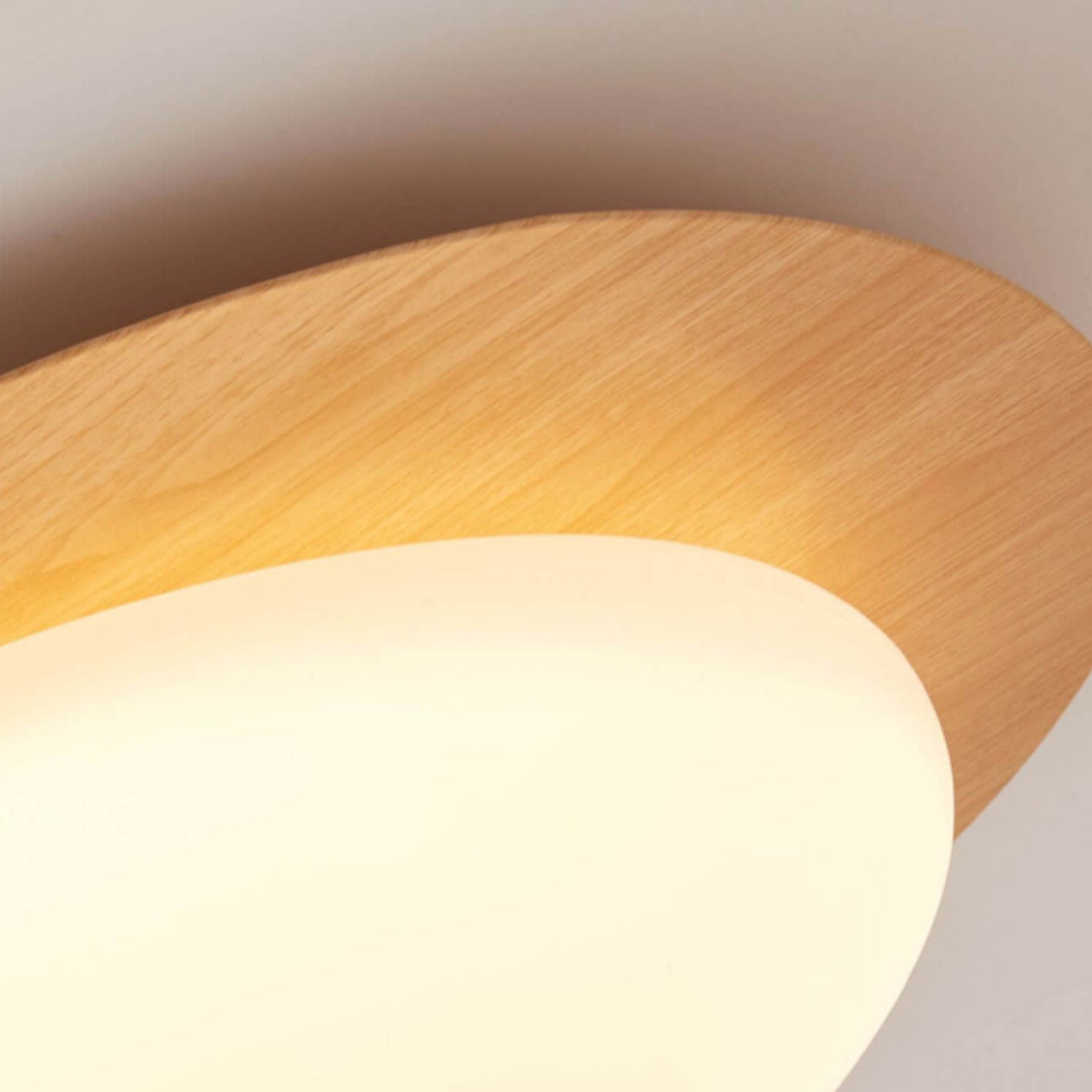 Nordic Iron Wood Grain Pebble LED Flush Mount Light