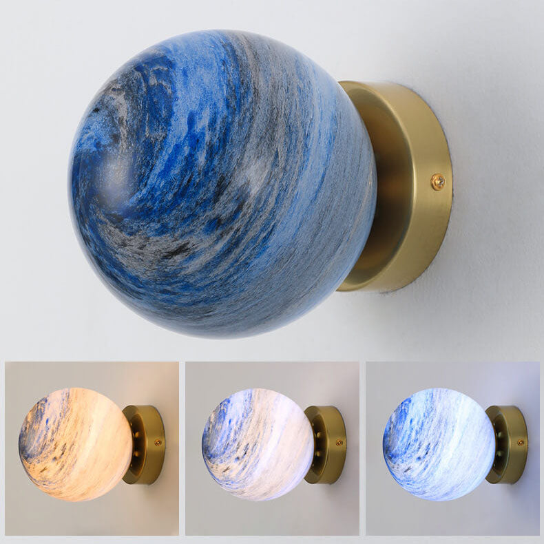 Creative Planet Glass Iron Orb 1-Light Wall Sconce Lamp