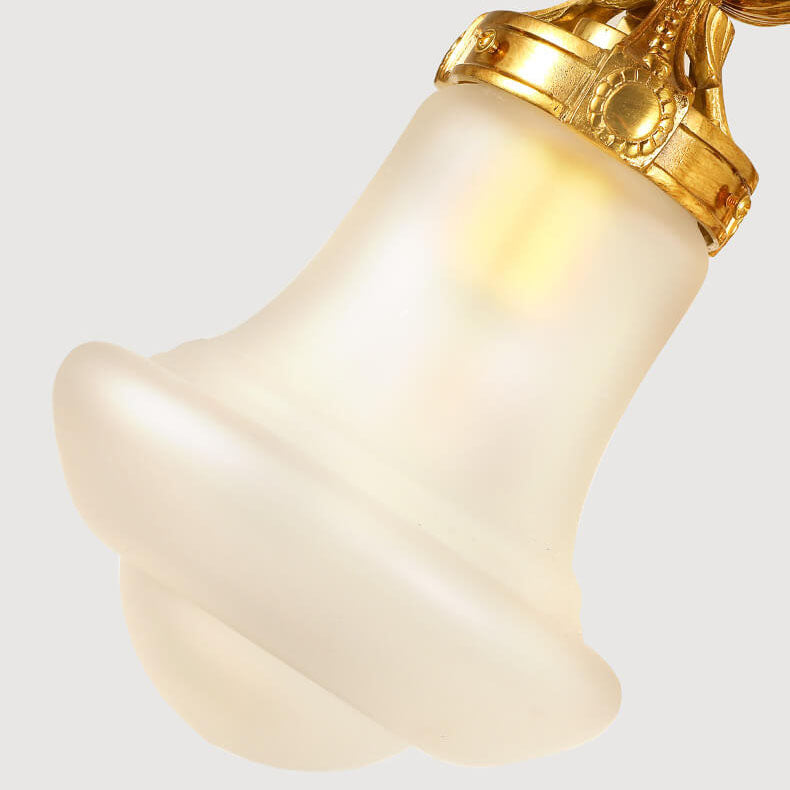 French Flower All Copper Glass 1-Light Wall Sconce Lamp