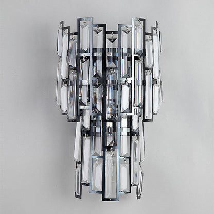 Double Stainless Steel Crystal 3-Light Wall Sconce Lamp
