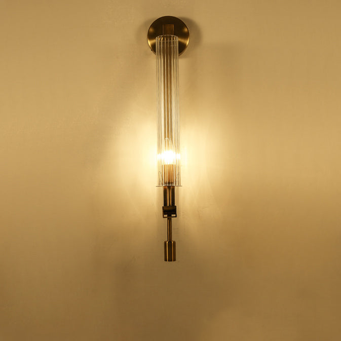 Simplicity Ribbed Glass Column 1-Light Wall Sconce Lamp