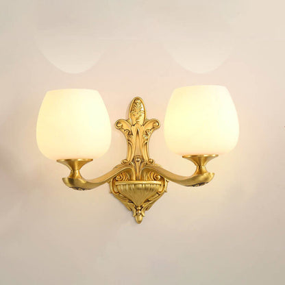 Light Glass Gold-Finished Frame 1/2 Light Wall Sconce Lamp