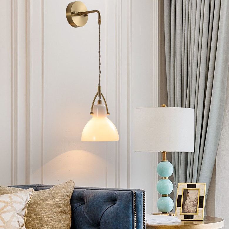 European All Brass Glass 1-Light Wall Sconce Lamp