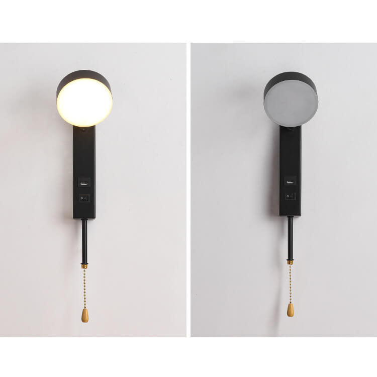 Minimalist Round Rectangular Base USB LED Wall Sconce Lamp