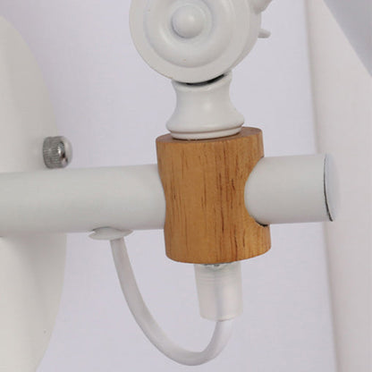 Scandinavian Iron Shade Wood 1-Light Wall Sconce Lamp