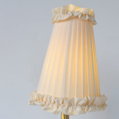 Pastoral Pleated Fabric Lace Shade 1-Light Wall Sconce Lamp