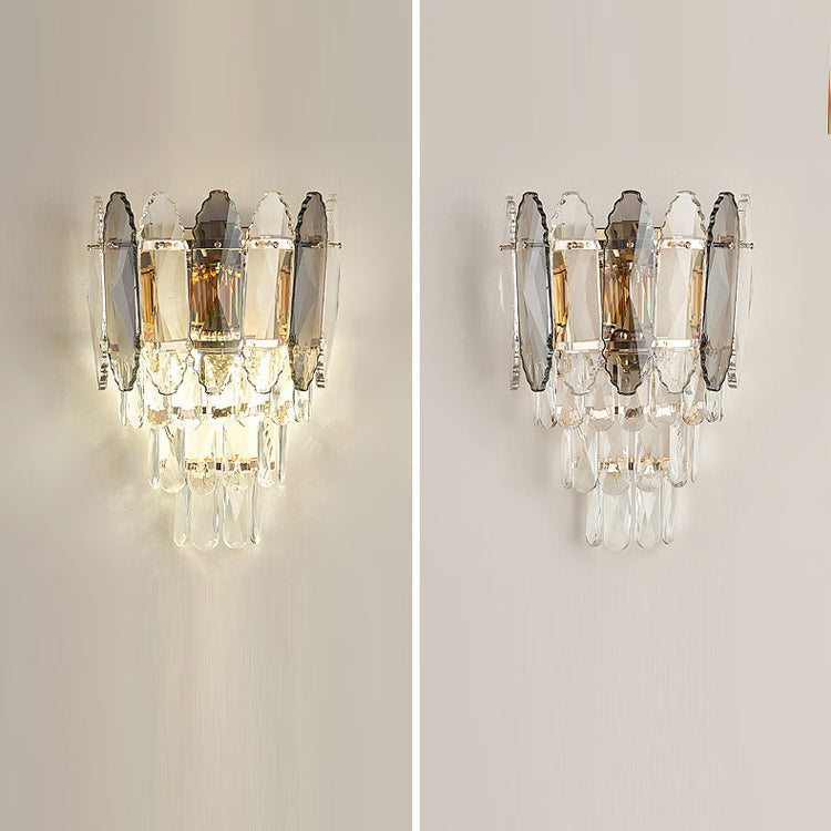 Brilliant Crystal Stack Iron 2-Light Wall Sconce Lamp