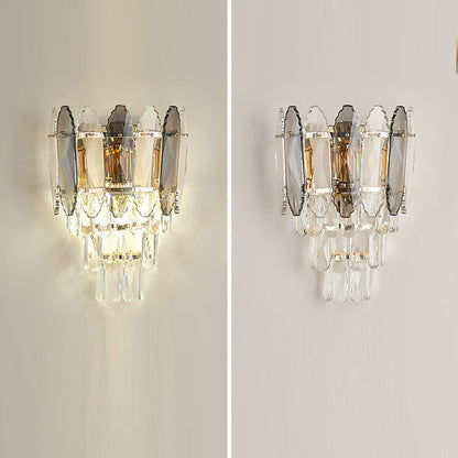 Brilliant Crystal Stack Iron 2-Light Wall Sconce Lamp