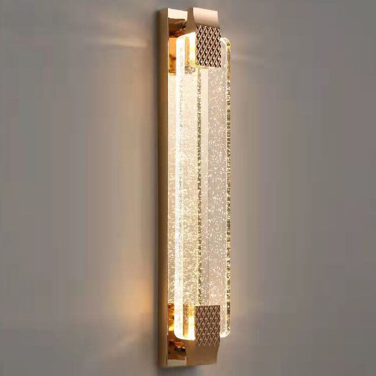 Light Gold Bubble Crystal Rectangular LED Wall Sconce Lamp