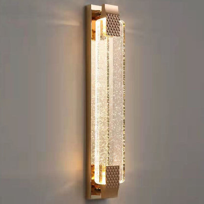 Light Gold Bubble Crystal Rectangular LED Wall Sconce Lamp