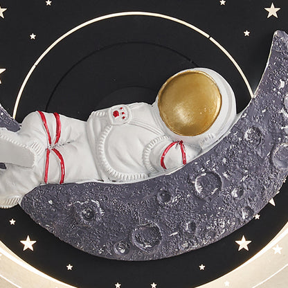 Starry Sky Moon Resin Astronaut Round LED Wall Sconce Lamp
