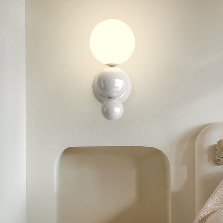 French Pearl Shape Plastic Iron 1-Light Wall Sconce Lamp