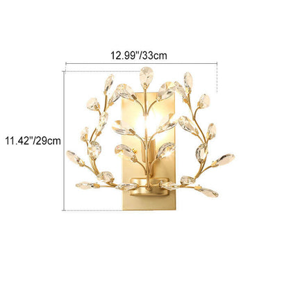 Creative Light Luxury Crystal Leaf 1-Light Wall Sconce Lamp