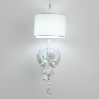 French Iron Crystal Resin Fabric 1-Light Wall Sconce Lamp