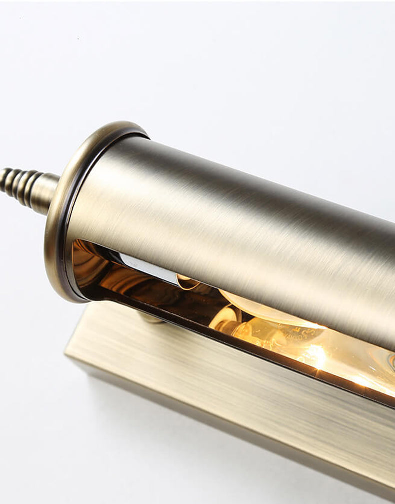 Bronze Column Bar 1-Light Mirror Front Wall Sconce Lamp