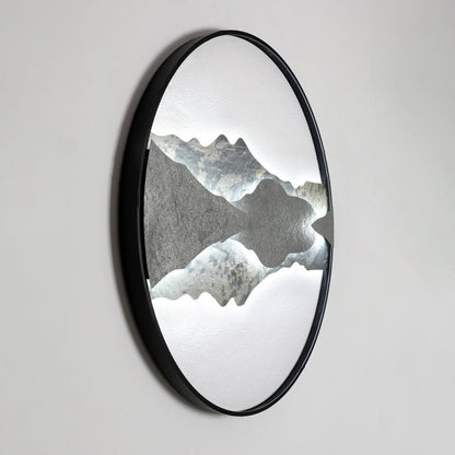 Chinese Round Disc Aluminum Plate Rock LED Wall Sconce Lamp