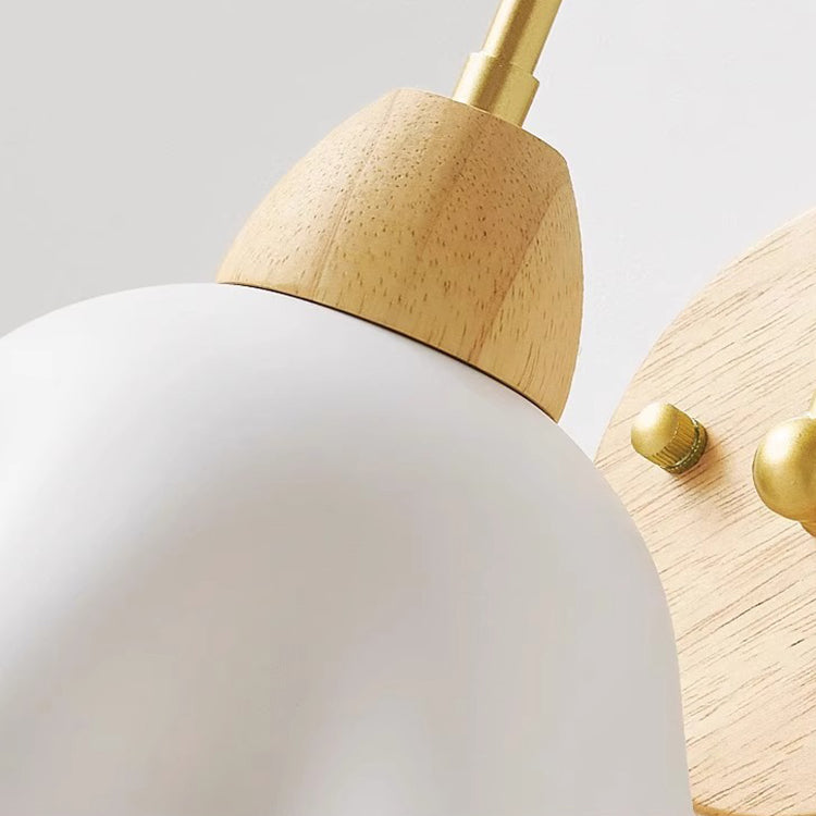 Wood Acrylic Iron Flower Ball 1-Light Wall Sconce Lamp