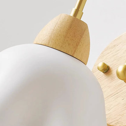 Wood Acrylic Iron Flower Ball 1-Light Wall Sconce Lamp