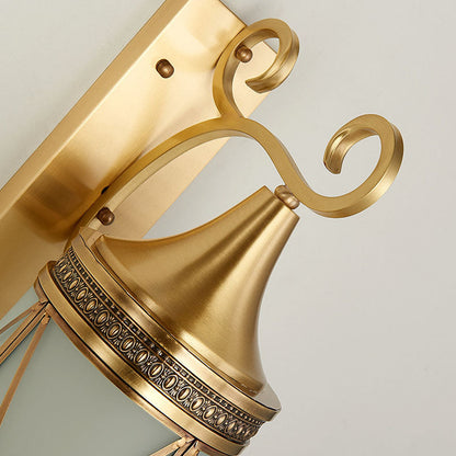 Copper Glass Lantern Column 1/3 Light Wall Sconce Lamp