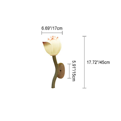 Chinese Lotus Flower Hardware 1-Light Wall Sconce Lamp