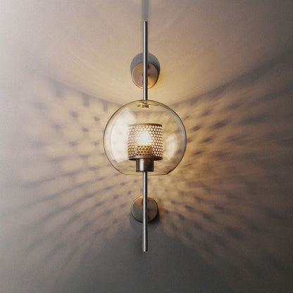 Iron Frame Spherical Glass Shade 1-Light Wall Sconce Lamp