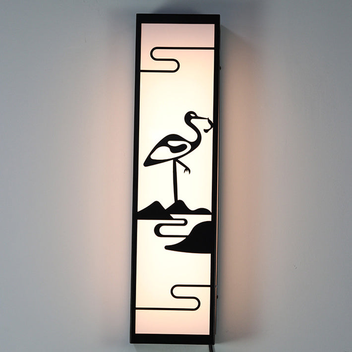 Chinese Rectangle Shade LED Waterproof Wall Sconce Lamp