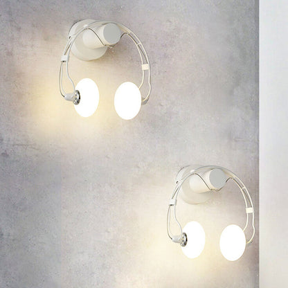 Glass Creative Headphone Design 2-Light Wall Sconce Lamp