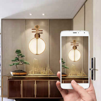 Chinese Pipa Instrument Zen Decoration LED Wall Sconce Lamp