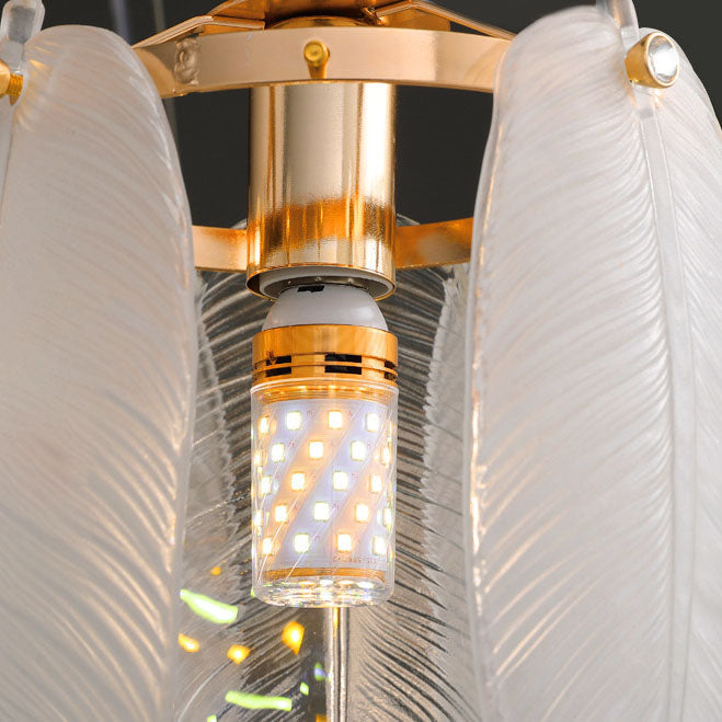 French Feather Cylinder Glass Iron 1-Light Wall Sconce Lamp