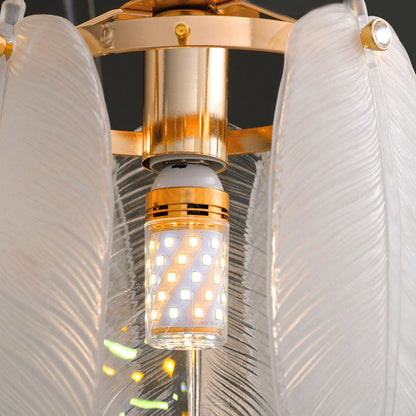 French Feather Cylinder Glass Iron 1-Light Wall Sconce Lamp