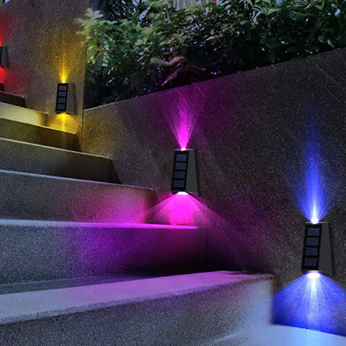 Solar Simple Trapezoid Outdoor RGB Patio LED Wall Sconce Lamp