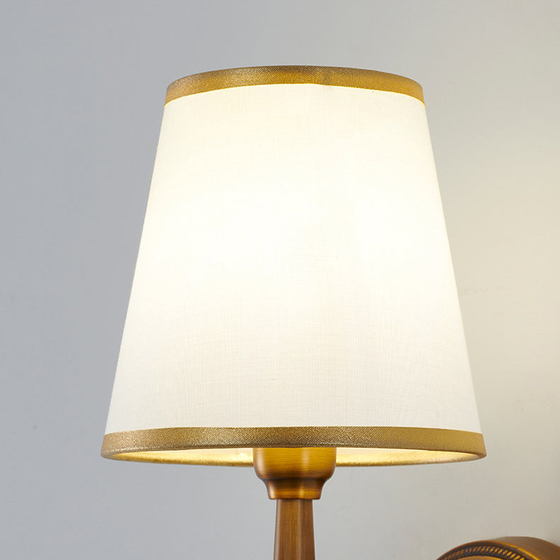 French Trapezoid Copper Fabric 1-Light Wall Sconce Lamp