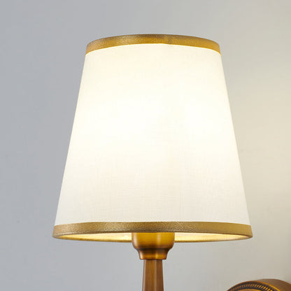 French Trapezoid Copper Fabric 1-Light Wall Sconce Lamp