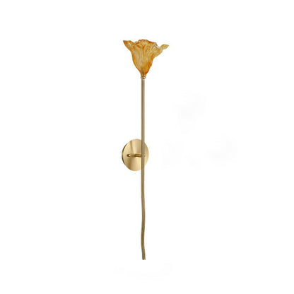 Chinese Lotus Glass Lamp Design 1-Light Wall Sconce Lamp