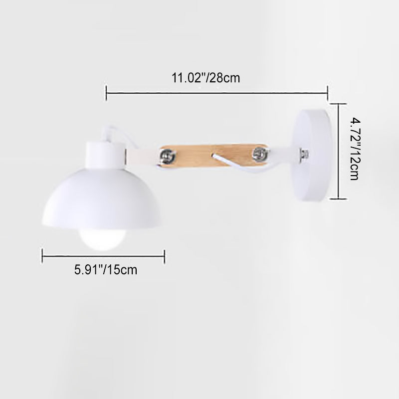 Iron Adjustable Wooden Lamp Arm 1-Light Wall Sconce Lamp