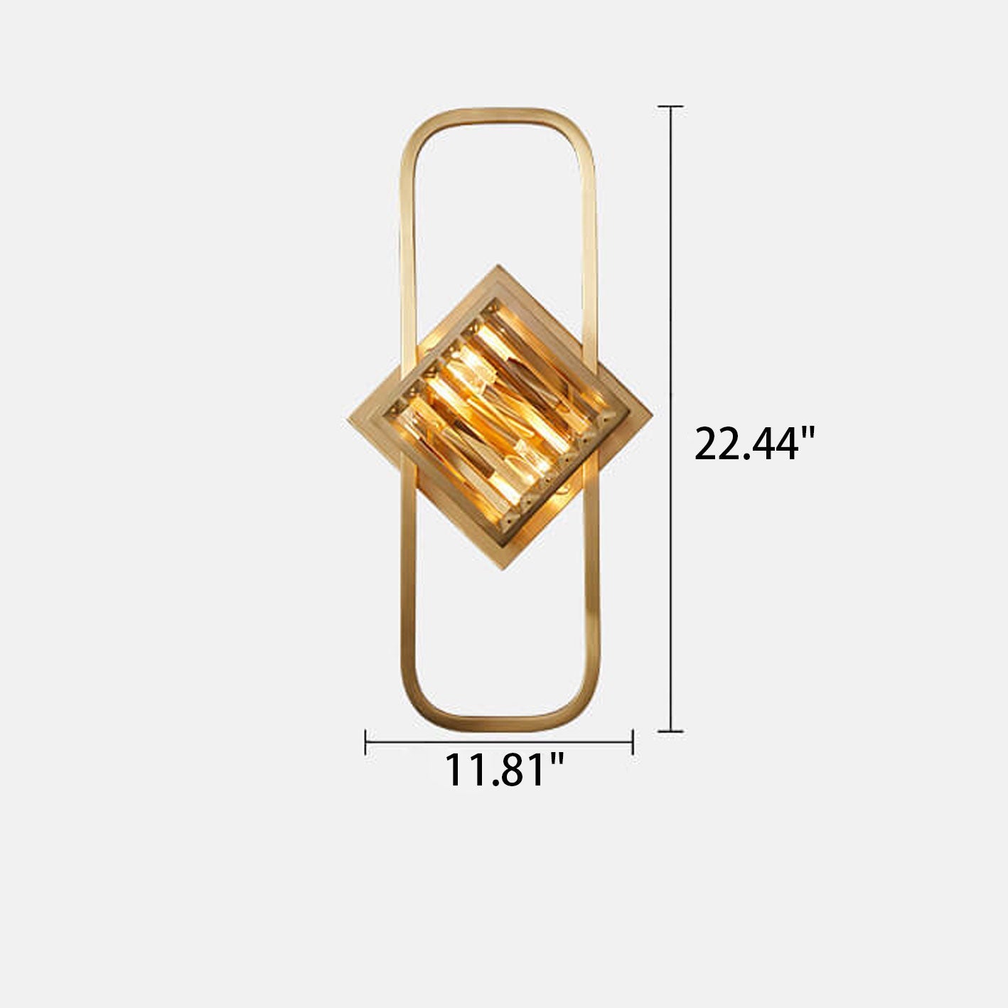 Brass Crystal Geometric Ring 2/3 Light Wall Sconce Lamp
