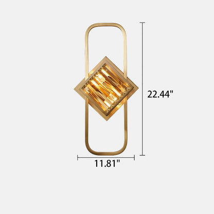 Brass Crystal Geometric Ring 2/3 Light Wall Sconce Lamp