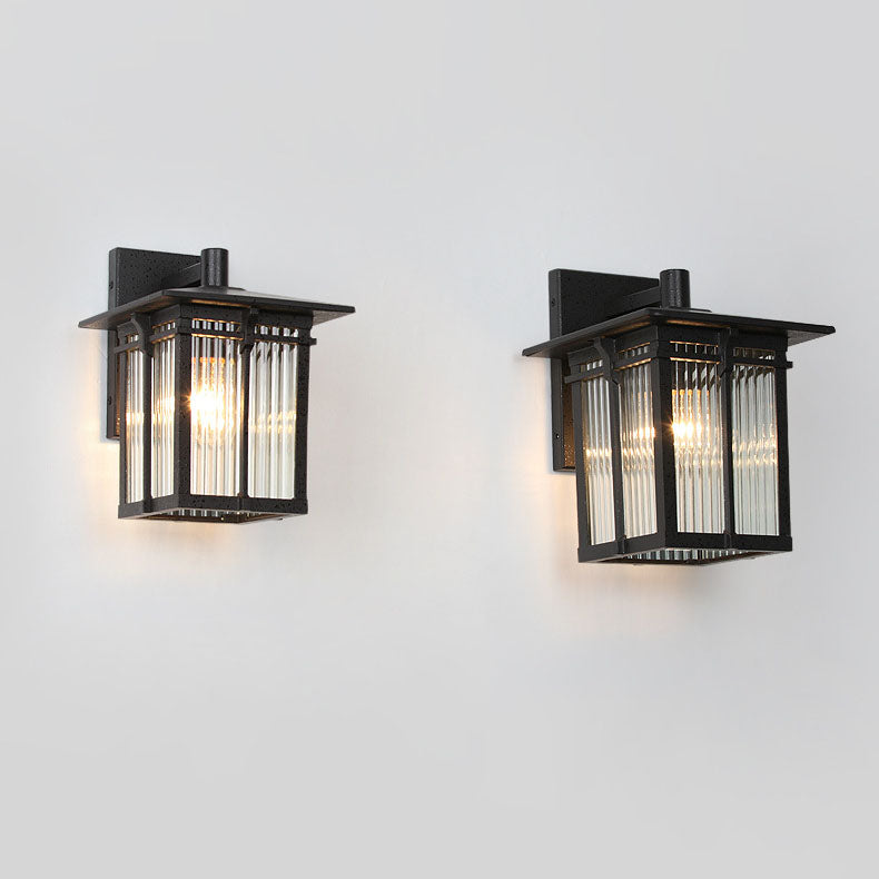 Aluminum Frame Ribbed Glass Shade 1-Light Wall Sconce Lamp