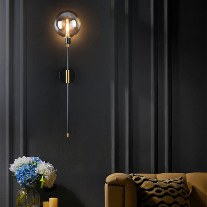 Light Magic Bean Glass Long Arm 1-Light Wall Sconce Lamp