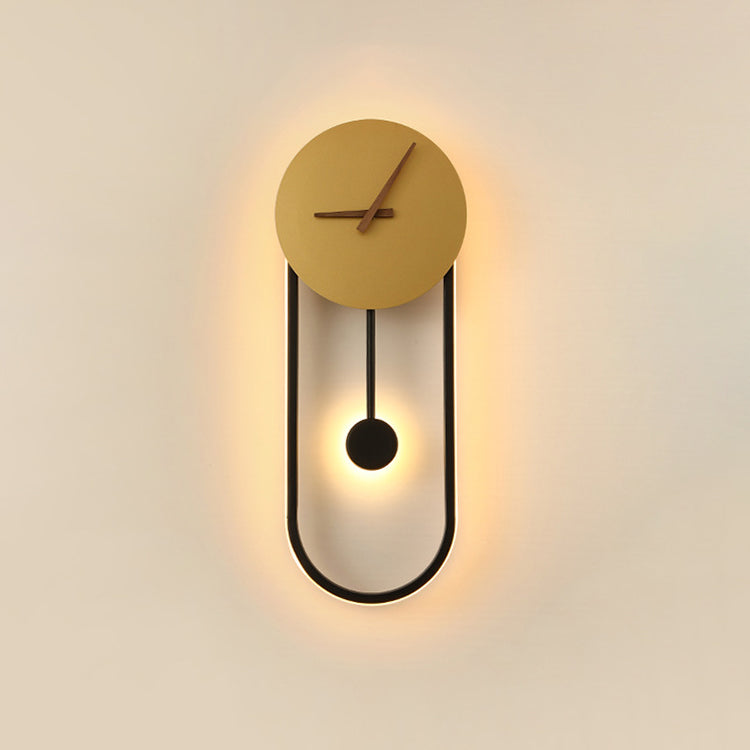 Scandinavian Clock Shape Iron Acrylic LED Wall Sconce Lamp