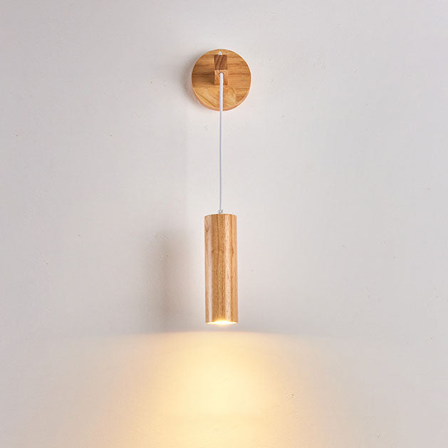 Minimalist Long Strip Rubber Wood LED Wall Sconce Lamp