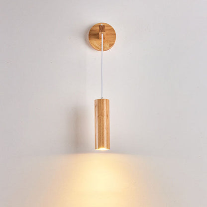 Minimalist Long Strip Rubber Wood LED Wall Sconce Lamp