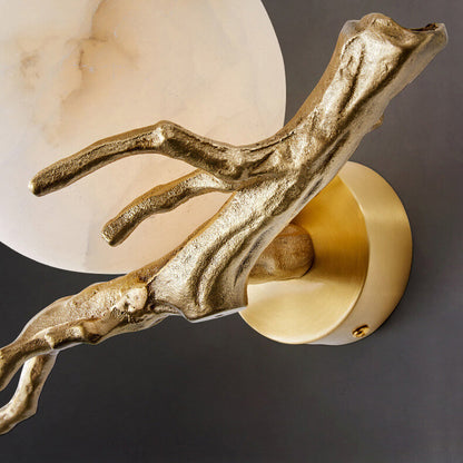 Luxury Brass Lucite Tree Branch 1-Light Wall Sconce Lamp